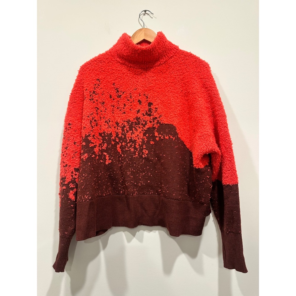 Lululemon Alpine Air Mock Neck Sweater Red Brown Merino Wool Blend Size 6